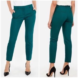 Express Teal Mid Rise Publicist Ankle Cropped Dress Pant Trousers Size 12